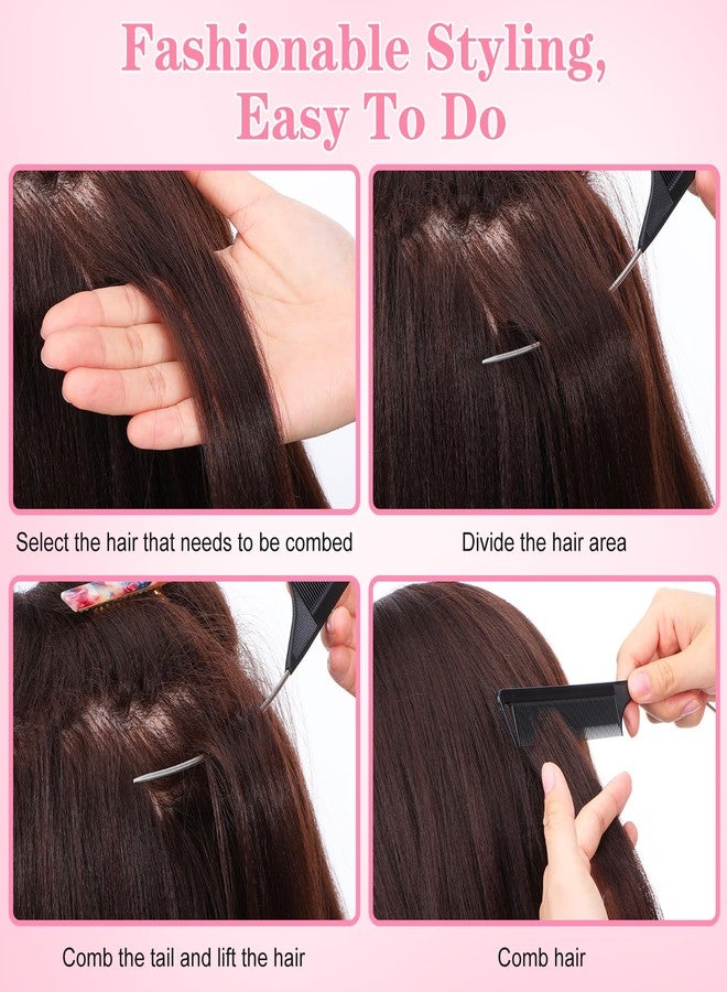 MBAIYO 6 Pcs Rat Tail Combs,C Curved Parting Rat Combs for Hair Styling Tools Hair Styling Parting Brushes Women Barbers Black - Image 3