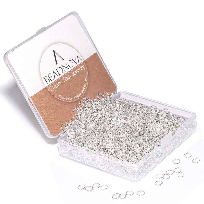 BEADNOVA 5mm Jump Rings for Jewelry Making Silver Open Jump Rings for Earrings and Keychains 1200Pcs