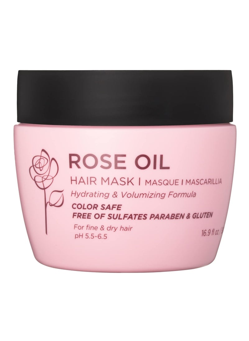 L LUSETA Luseta Rose Oil Hair Mask Moisturing & Hydrating Masque 16.9 Oz Deep Nourishment for Fine and Dry Hair, Sulfate and Paraben Free 