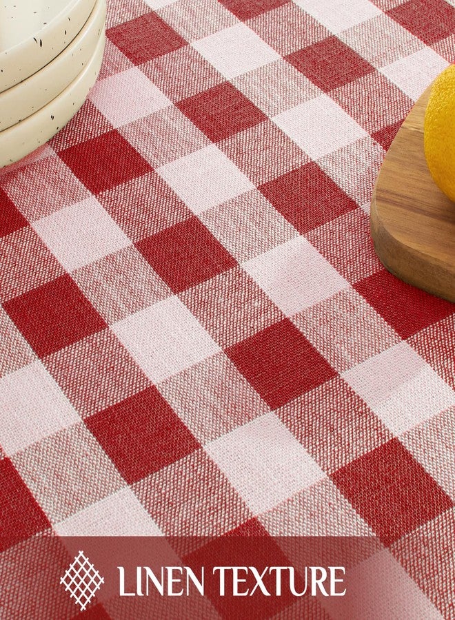 Softalker Checkered Tablecloth Rectangle, Outdoor Linen Cotton Gingham Table Cloth with Tassel, Heavy Duty Wrinkle Free Buffalo Plaid Table Cover for Kitchen Dining Home Party - 55 x 84 Inch, Red - Image 5