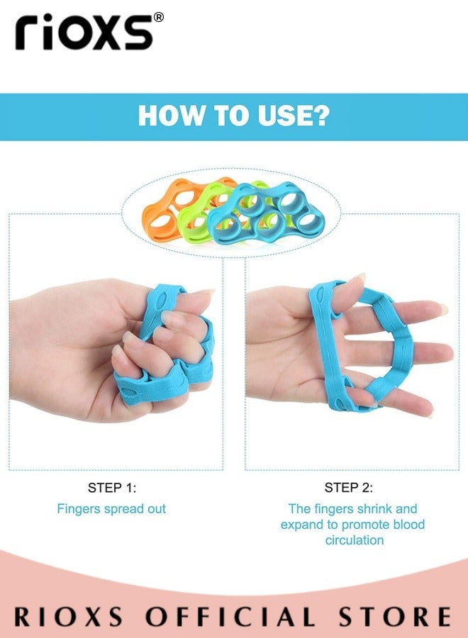 RIOXS 9 Pcs Hand Grip Strengthener Set include Finger Exerciser and Hand Balls for Exercise Hand Exerciser Grip Strengthener Finger Strength Trainer for Relieve Wrist Thumb Pain Stress Climbing  - Image 3