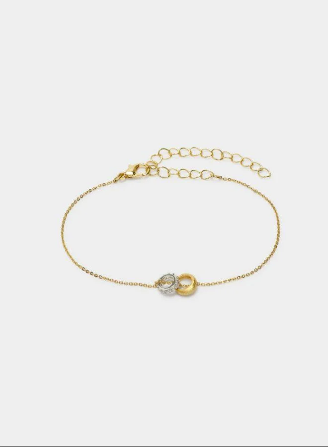 PARFOIS Gold Bracelet with bicolor hoops with zirconia for Women | Best Price UAE