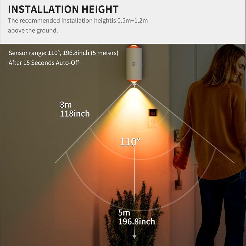 Azonee LED Motion Sensor Night Light with 7 Colors – Rechargeable Wireless Magnetic Wall Lamp - Image 3