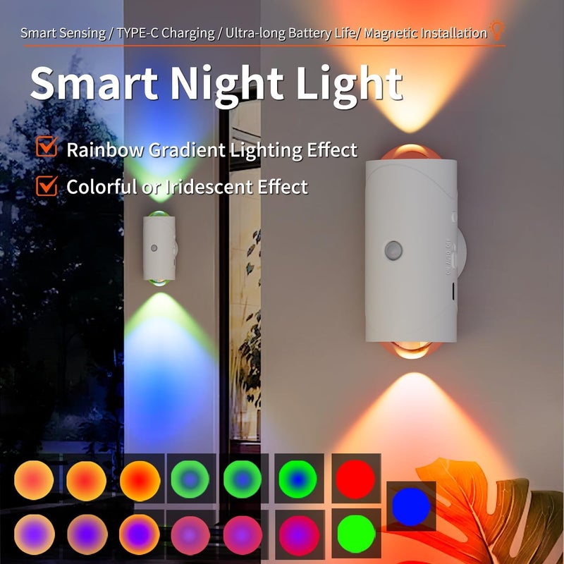 Azonee LED Motion Sensor Night Light with 7 Colors – Rechargeable Wireless Magnetic Wall Lamp - Image 2