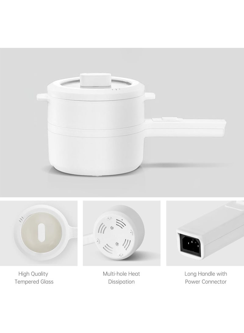 كيمايا قدر كهربائي ساخن متعدد الوظائف سعة 2 لتر مع جهاز بخار، طباخ صغير غير لاصق للنودلز والأرز والحساء والوجبات السريعة، تحكم مزدوج في الطاقة، قدر سفر محمول (قابس الاتحاد الأوروبي) - Image 3