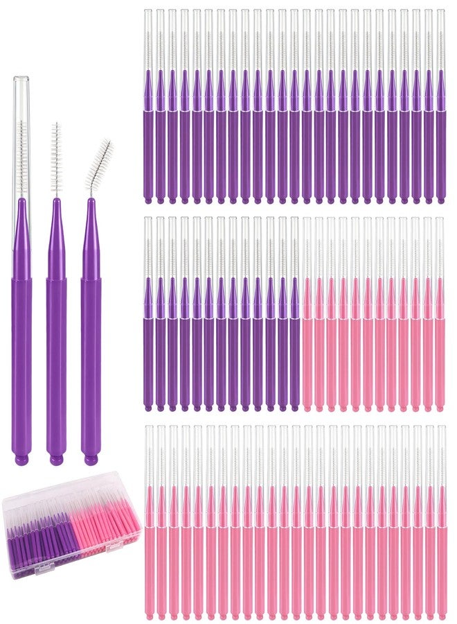 Ajmyonsp Interdental Braces Brushes 100pcs, 2 Size Soft Bendable Tooth Picks Flossers for Teeth Braces Cleaning, Teeth Cleaning Kit Tools Travel Toothbrush Toiletries for Women, Pink Purlple - Image 1