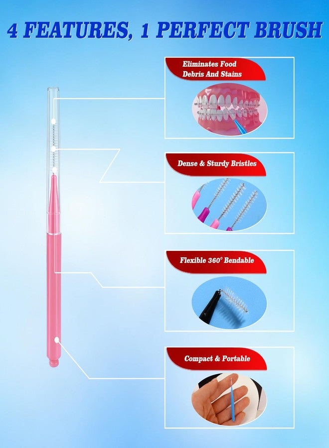 Ajmyonsp Interdental Braces Brushes 100pcs, 2 Size Soft Bendable Tooth Picks Flossers for Teeth Braces Cleaning, Teeth Cleaning Kit Tools Travel Toothbrush Toiletries for Women, Pink Purlple - Image 3