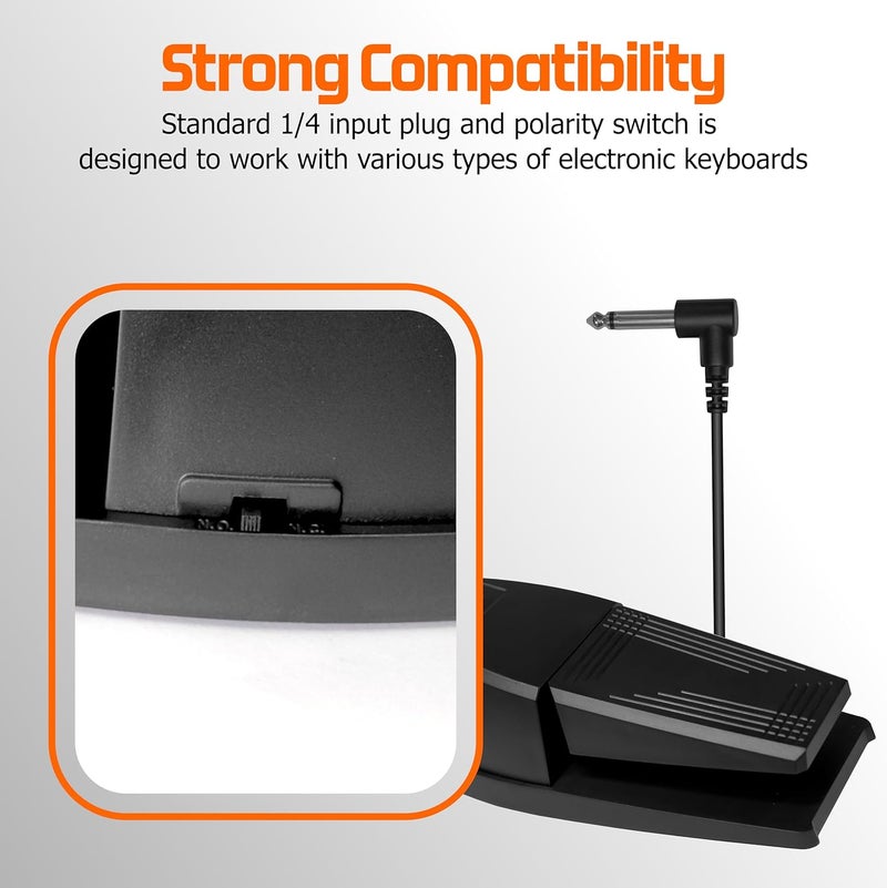 Softline Pro Universal Sustain Pedal for Keyboard, Damper Foot Switch Pedal, 1/4 Inch Jack for Yamaha Casio Roland Korg Behringer Digital Pianos, Electronic Keyboards and Midi Keyboards, SP-139 - Image 4