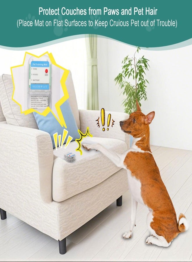 SEERWAY 2-Pieces Pet Shock Mat for Dogs & Cats - Keep Pets Off Couch, Bed, Kitchen Counter with 3 Training Modes, Waterproof & Adjustable Deterrent Mat - Image 2