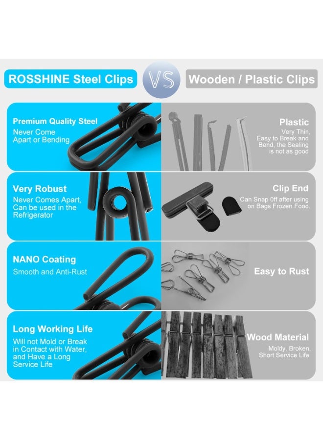 SUNSAR 12pcs Bag Clamps for Food Storage, Steel & PVC Coated Sealing Clamps, Multifunctional Nails, Clothespins, Paper Durable Freezer Kitchen Home Office, Snack Food Tongs(colored) - Image 3