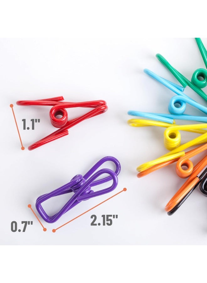 SUNSAR 12pcs Bag Clamps for Food Storage, Steel & PVC Coated Sealing Clamps, Multifunctional Nails, Clothespins, Paper Durable Freezer Kitchen Home Office, Snack Food Tongs(colored) - Image 2