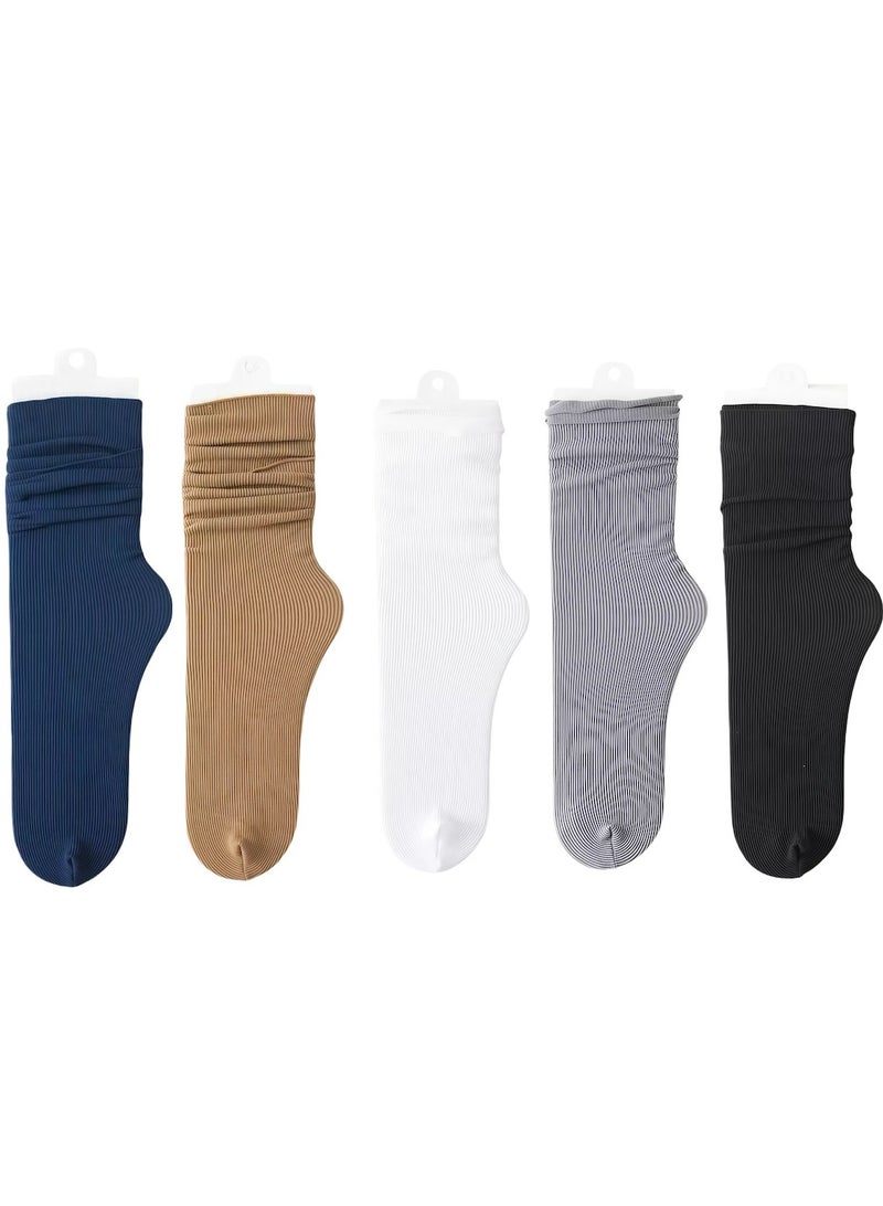 5 أزواج من الجوارب المبردة للنساء من FANGO، تقنية الشعور بالبرودة الفورية، مقاومة للتعرق، مقاومة للروائح، 100٪ قطن مخلوط (أزرق/بني/أبيض/رمادي/أسود)، ضروريات الصيف، توصيل سريع في الإمارات العربية المتحدة - Image 1