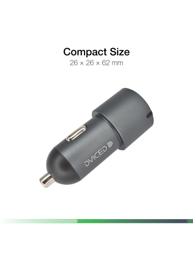 DVICED Car charger 60W with 3 ports ( 2 USB C and 1 USB A) - Grey - Image 3
