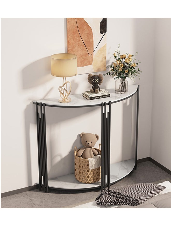 Generic Marble Console Table 2 Tier, Narrow Entryway Table with Storage Shelves, Half Moon Sofa Couch Table, Semi-Circle Entry Tables for Porch Living Room Entrance 100x30x78cm  - Image 1