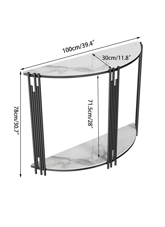 Generic Marble Console Table 2 Tier, Narrow Entryway Table with Storage Shelves, Half Moon Sofa Couch Table, Semi-Circle Entry Tables for Porch Living Room Entrance 100x30x78cm  - Image 2