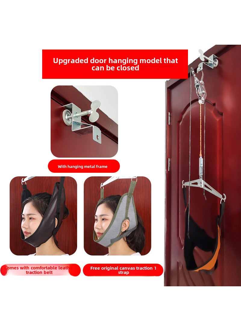 Generic - Home Cervical Traction Device Neck Pain TherapyHook type cervical traction frame, leather traction belt, door suspension Hook type cervical traction frame, leather traction belt, door suspension - Image 1