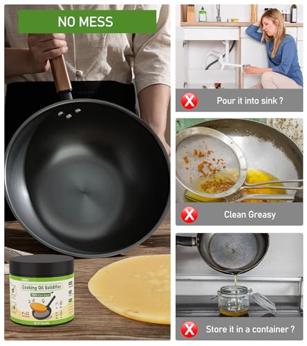 YULOFMVE Cooking Oil Solidifier, Solidifies Up to 40 Cups from Mess, 100% Plant-Based Used Oil Solidifying Powder, Grease Hardener Disposal for Kitchen - Image 2