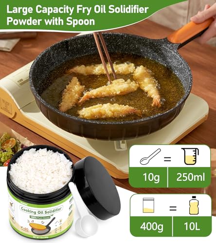 YULOFMVE Cooking Oil Solidifier, Solidifies Up to 40 Cups from Mess, 100% Plant-Based Used Oil Solidifying Powder, Grease Hardener Disposal for Kitchen - Image 5