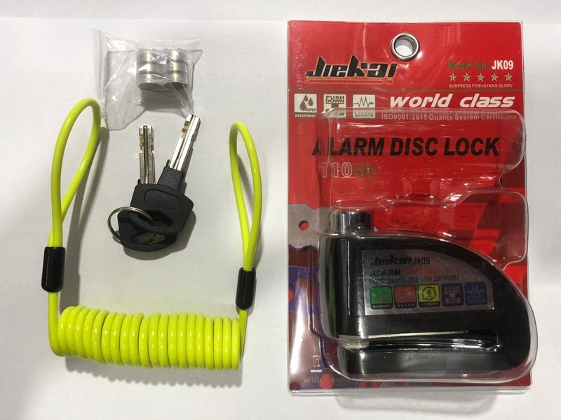 Jiekai - Alarm Motorcycle Disc Lock with Disc Lock Reminder Device - Black - Image 1