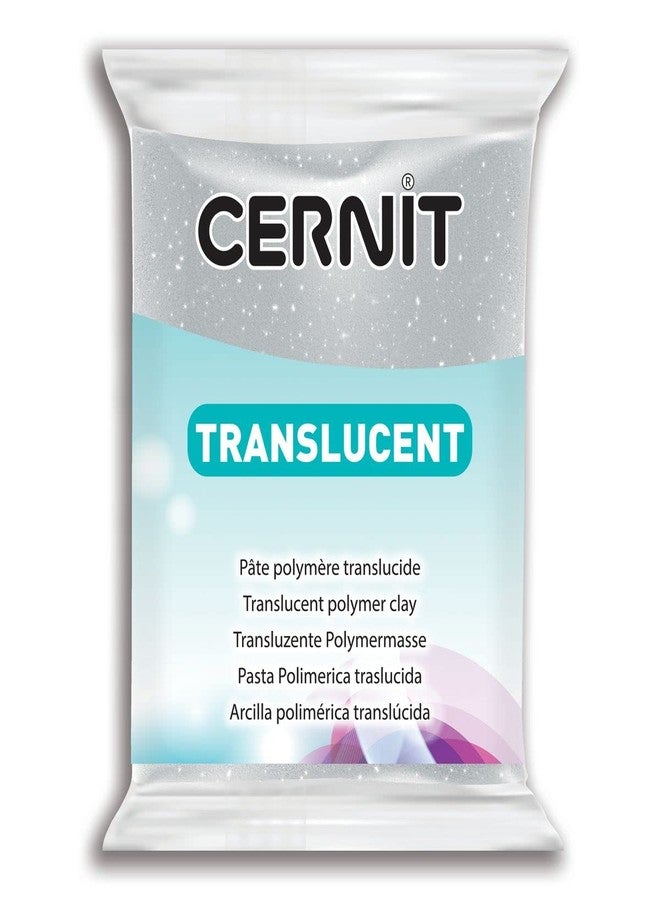 Cernit Polymer Clay - Translucent Series - 56 Grams Block - Made in Belgium (Glitter Silver) - Image 1