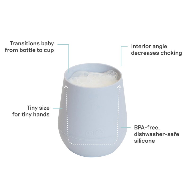 ezpz Tiny Cup (Pewter) - 4 months+ - 100% Silicone Training Cup for Infants - Designed by a Pediatric Feeding Specialist - Baby-Led Weaning Essentials & Baby Gifts - Image 3