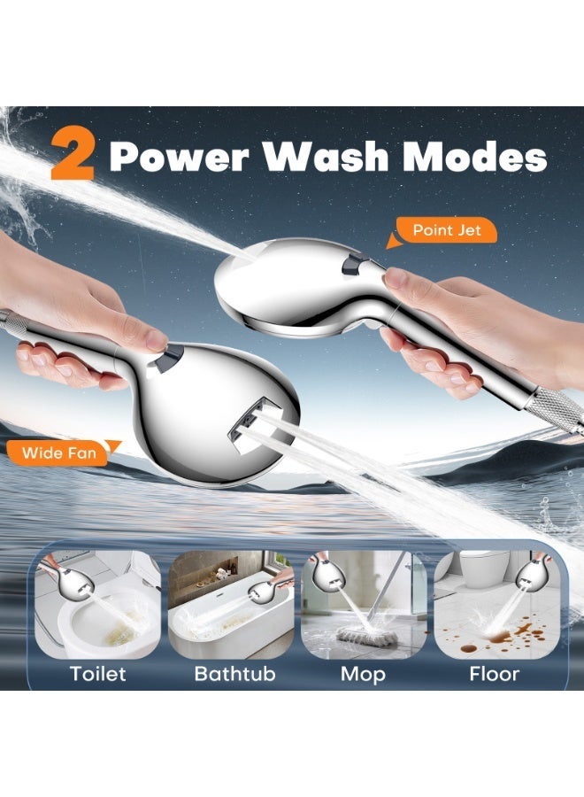 DIGIROOT 5+2 Spray Modes High Pressure Shower Head Filter and 1.5M Hose for Remove Residual Chlorine - Silver - Image 4