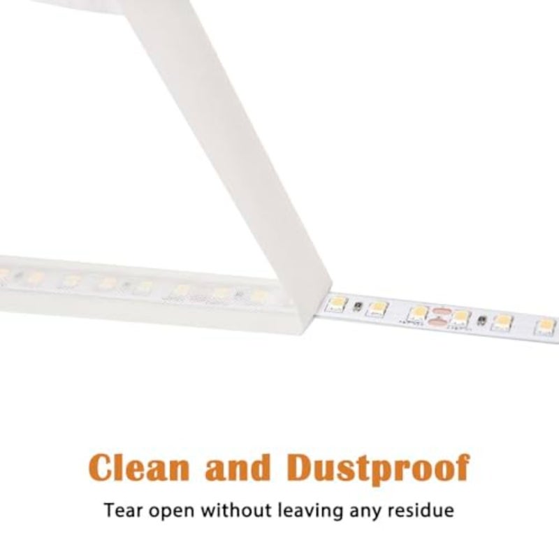 شريط ناشر شريط إضاءة LED، غطاء شريطي ناعم لإخفاء الضوء لمصابيح شريط LED، طبقة تنعيم الأضواء، غطاء حماية للإضاءة المحيطة قطعتين، أبيض، 2.5 سم × 9 متر - Image 4