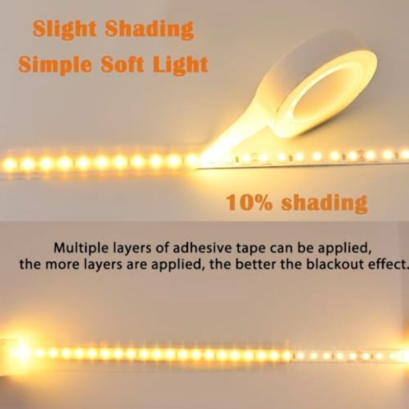 شريط ناشر شريط إضاءة LED، غطاء شريطي ناعم لإخفاء الضوء لمصابيح شريط LED، طبقة تنعيم الأضواء، غطاء حماية للإضاءة المحيطة قطعتين، أبيض، 2.5 سم × 9 متر - Image 5