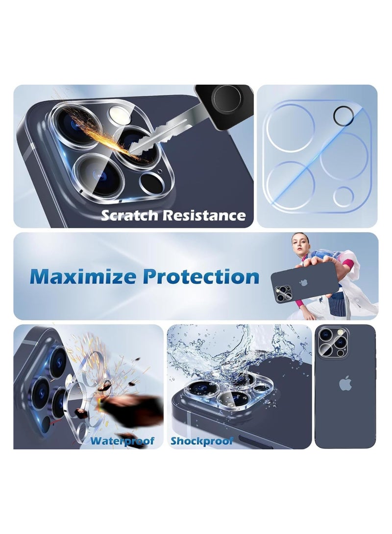 واقي عدسة كاميرا متوافق مع آيفون 15 برو  وآيفون 15 برو ماكس ، غطاء حماية عالي الدقة من الزجاج الصلب خاتم للشاشة (شفاف) - Image 3