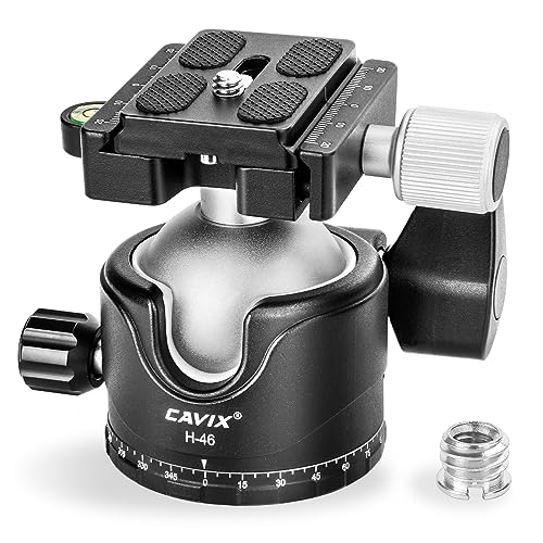 CAVIX Tripod Ball Head with 1/4" Arca Swiss Quick Release Plate Aluminium Tripod Ball Head Mount Large Ball - Image 1