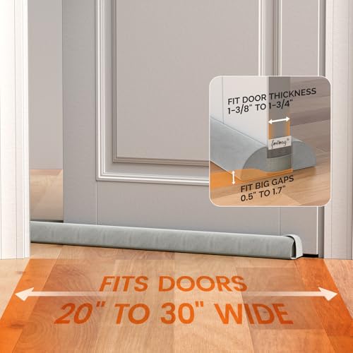 fowong Door Draft Stopper 38 Inch Weighted Under Door Draft Blocker Soundproofing Guard Wind Blocker with Hook Tapes for Easy Install, Grey - Image 2