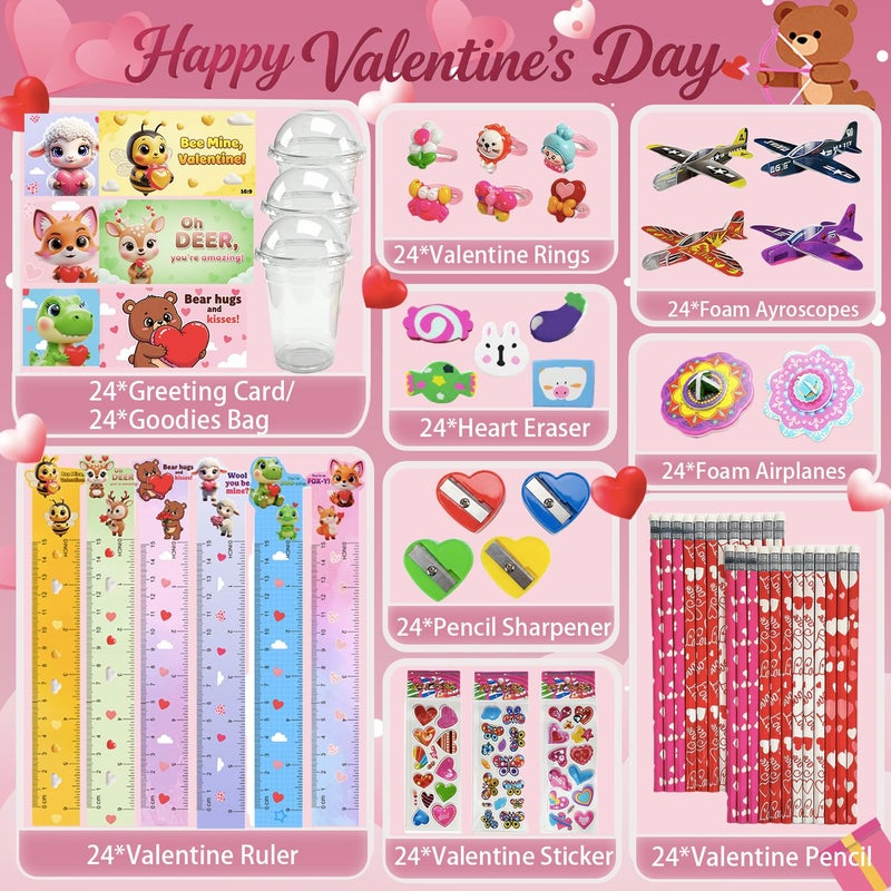 SQZUWIT Valentines Day Gifts for Kids, 24 Pack Valentine Classroom Party Favors with Cards School Class Bulk Prize for Boys Girls Toddlers Friends Exchange Gift - Image 4