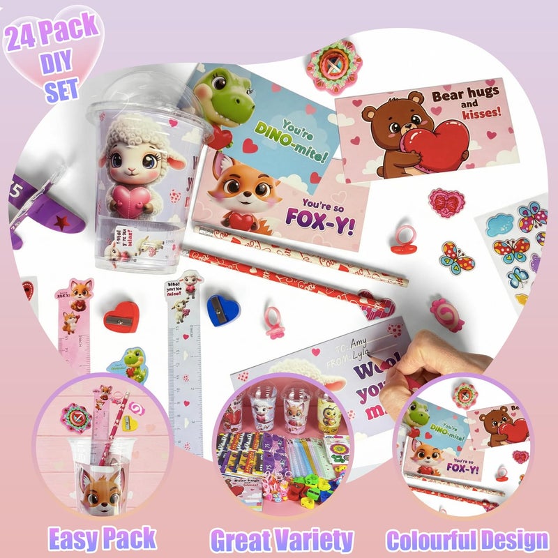 SQZUWIT Valentines Day Gifts for Kids, 24 Pack Valentine Classroom Party Favors with Cards School Class Bulk Prize for Boys Girls Toddlers Friends Exchange Gift - Image 3