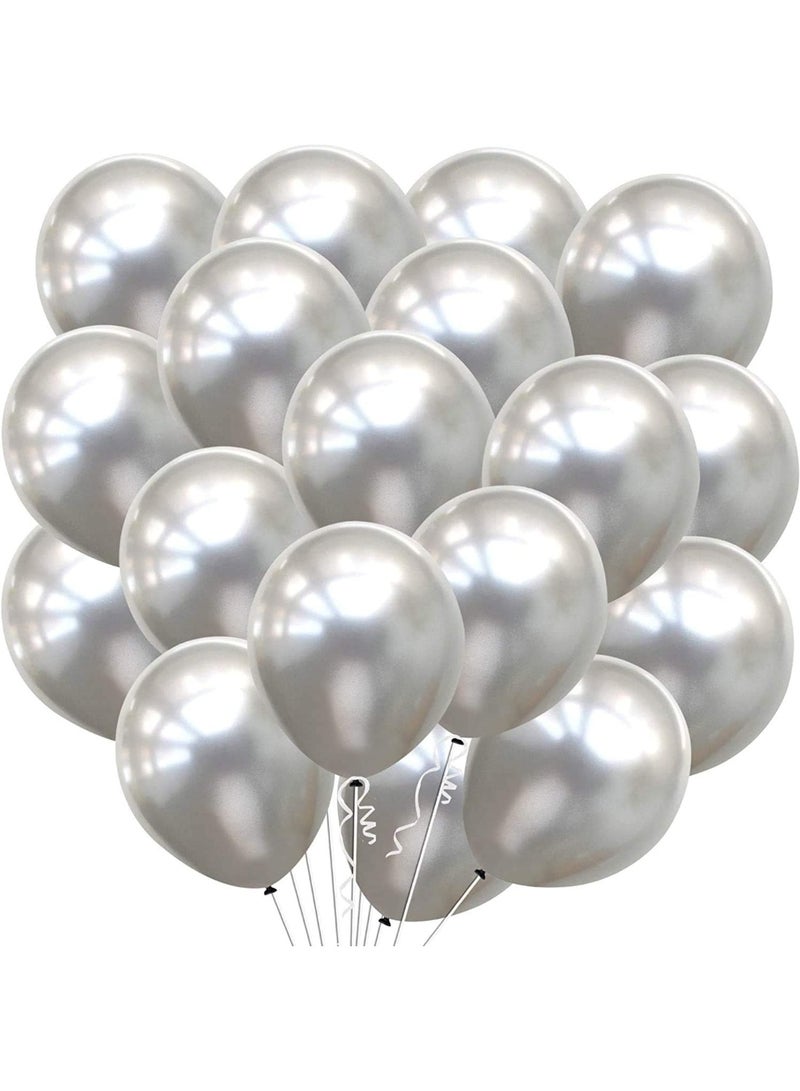 50 Pcs Silver Metallic Balloons - Silver Birthday, Baby Shower, Anniversary Balloons - Silver Balloon Decorations - Kids Party Balloons - Image 1