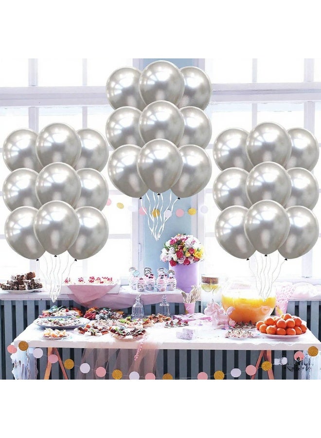 50 Pcs Silver Metallic Balloons - Silver Birthday, Baby Shower, Anniversary Balloons - Silver Balloon Decorations - Kids Party Balloons - Image 4
