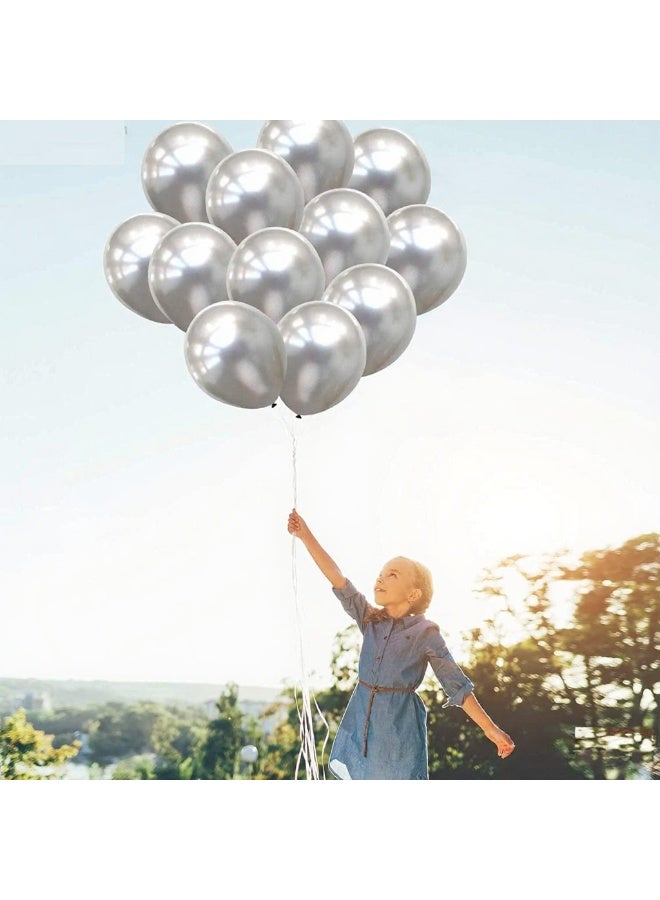 50 Pcs Silver Metallic Balloons - Silver Birthday, Baby Shower, Anniversary Balloons - Silver Balloon Decorations - Kids Party Balloons - Image 3