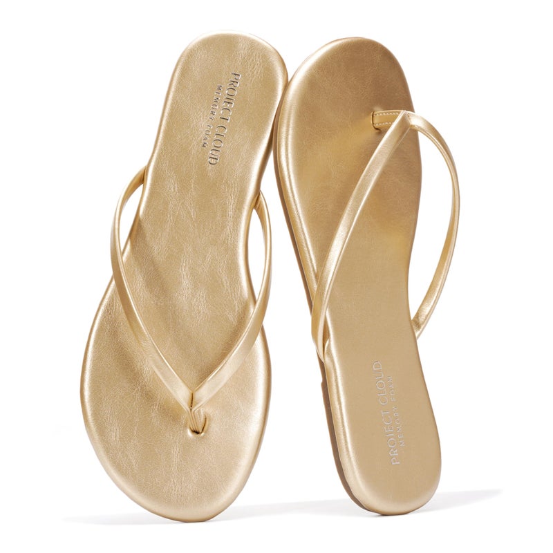 Project Cloud Flip Flops for Women Footwear- Lightweight and Memory Foam Insole Sandals for Women 2026 - Durable Non-Slip Beach Essentials Flats for Women Sandals (Foundations,DKGOLD,8M) - Image 1