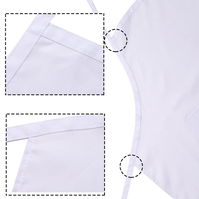 multifuns 12 pcs White Aprons Bulk Waterdrop Resistant for Women Men Kitchen Cooking Grilling Aprons with 2 Pockets (24x28 inch, White - Image 2