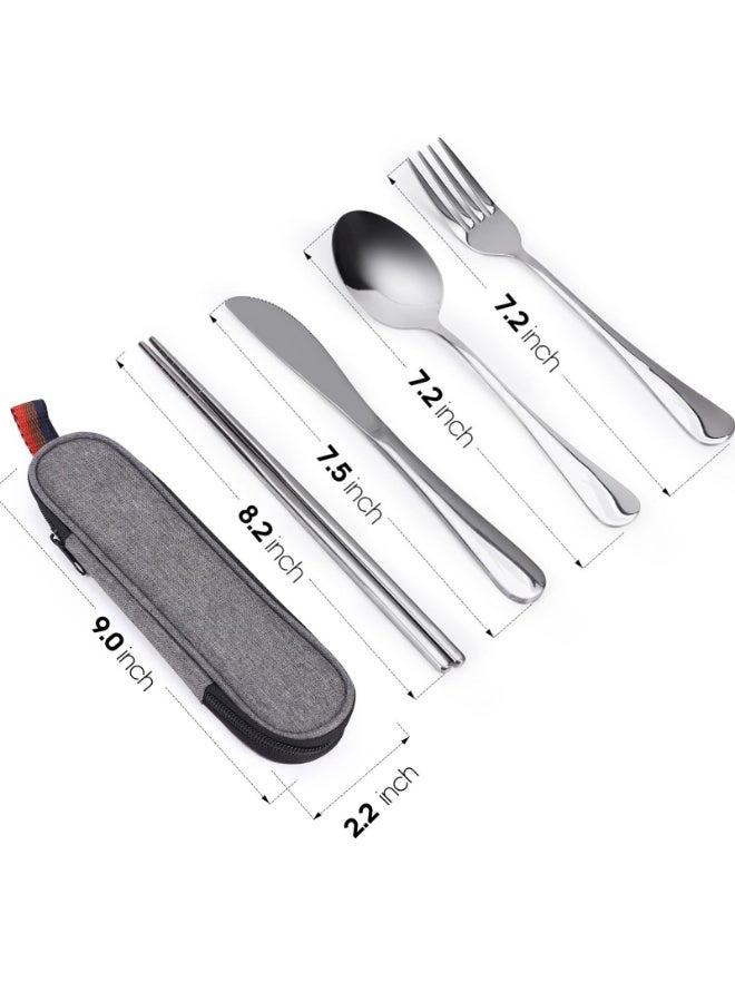 Portable Four-Piece Cutlery Set: Knife, Fork, Spoon and Chopsticks Travel and Camping Tableware - Image 4