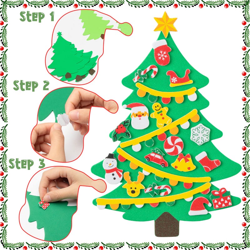MALLMALL6 276Pcs DIY Christmas Tree Foam Craft Kits Self-Adhesive Stickers Xmas Make a Face Sticker Handmade Artwork Project Making Fun Home Activities for Kids Christmas Gift Party Favor Decoration - Image 3