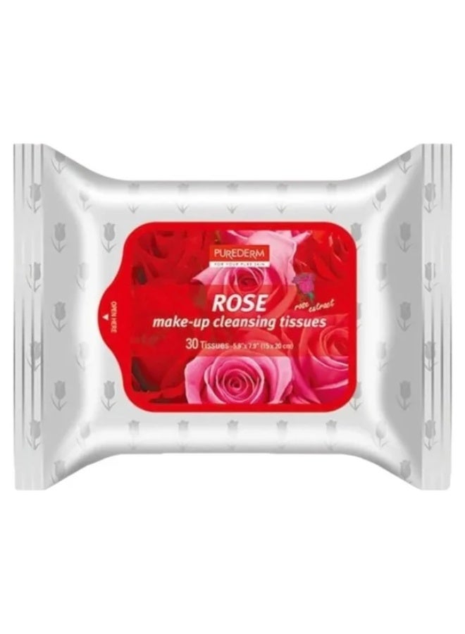 Rose Make-up Cleansing Tissues, 30 Count