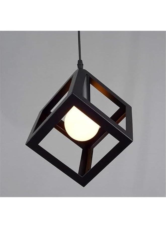 HOOKOR Pendant Light Black Ceiling Light Lamp Industrial Rustic Vintage Wrought Iron Geometric Modern Square Ceiling Hanging Lighting Fixture Kitchen Island Dining Room Living Room Hallway (Not Include Bul  - Image 1
