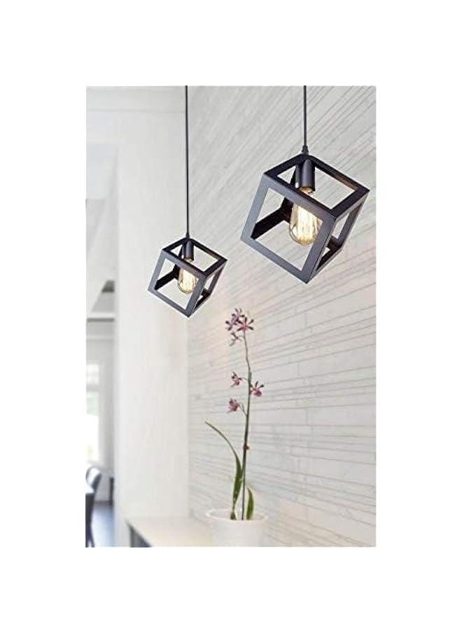 HOOKOR Pendant Light Black Ceiling Light Lamp Industrial Rustic Vintage Wrought Iron Geometric Modern Square Ceiling Hanging Lighting Fixture Kitchen Island Dining Room Living Room Hallway (Not Include Bul  - Image 2