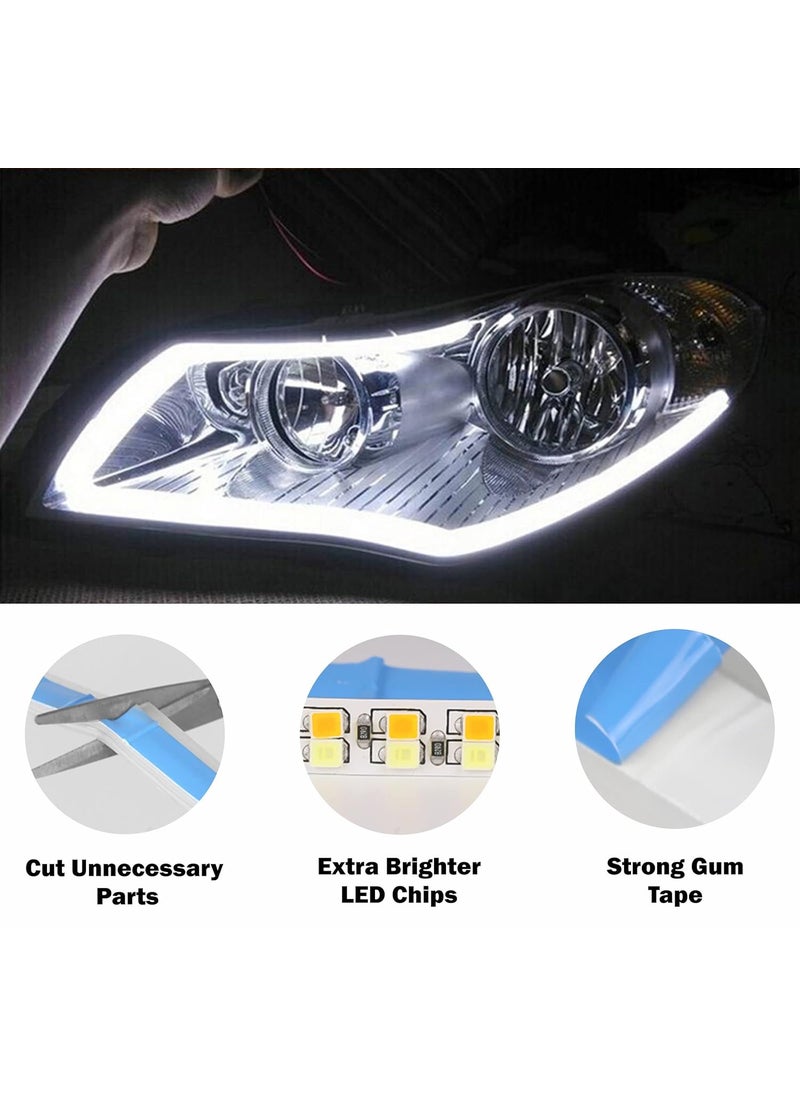 Asryd Asryd Flexible Led Light Strip Dual Color LED Headlight Strip Tube Light White Amber Daytime Running Light Waterproof 24 Inch 2PcsFor MG Baojun 510  - Image 4
