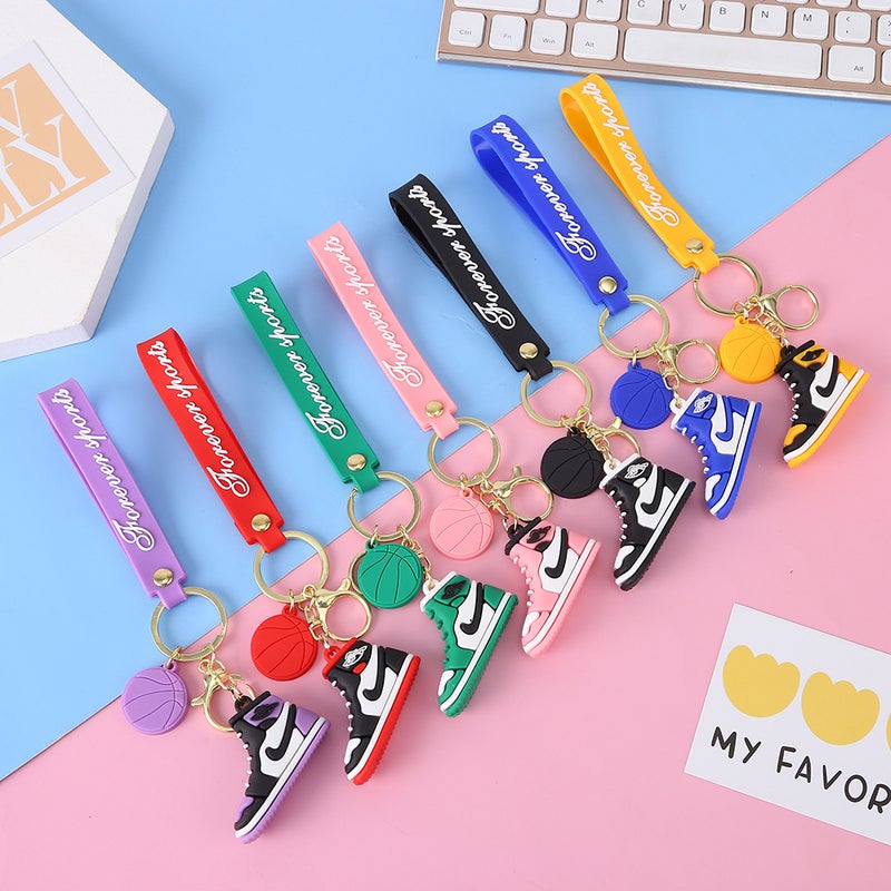A J Sneaker Key Pendant Stereo Mini Sneaker Keychain Creative Car Accessories Soft Rubber Bag Hanging Chain - Image 2