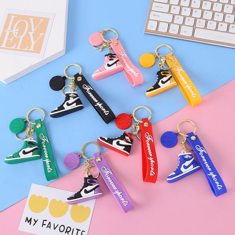 A J Sneaker Key Pendant Stereo Mini Sneaker Keychain Creative Car Accessories Soft Rubber Bag Hanging Chain - Image 3
