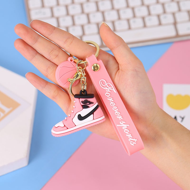 A J Sneaker Key Pendant Stereo Mini Sneaker Keychain Creative Car Accessories Soft Rubber Bag Hanging Chain - Image 1