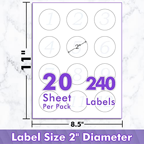 KOALA PAPER Koala Round Labels 2 Inch, Glossy Waterproof Printable Circle Stickers for Inkjet and Laser Printer, 240 Circle Labels for Brand Logo, Bottle, Jar - Image 3