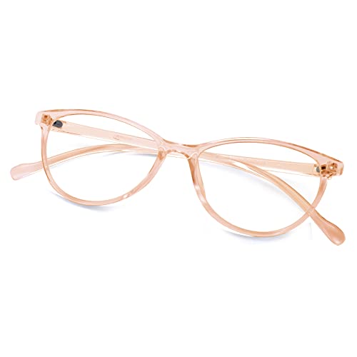 Peter Jones Small Pink Transparent Cateye Blue Light Blocking Computer Glasses for Kids/Girls/Women (AG2476PK) - Image 1