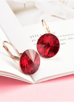 EVEVIC Round Austrian Crystal Drop Lever Back Earrings for Women 14 K Gold Plated Hypoallergenic  - Image 3